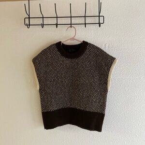 Zara Brown Herringbone Sweater Vest